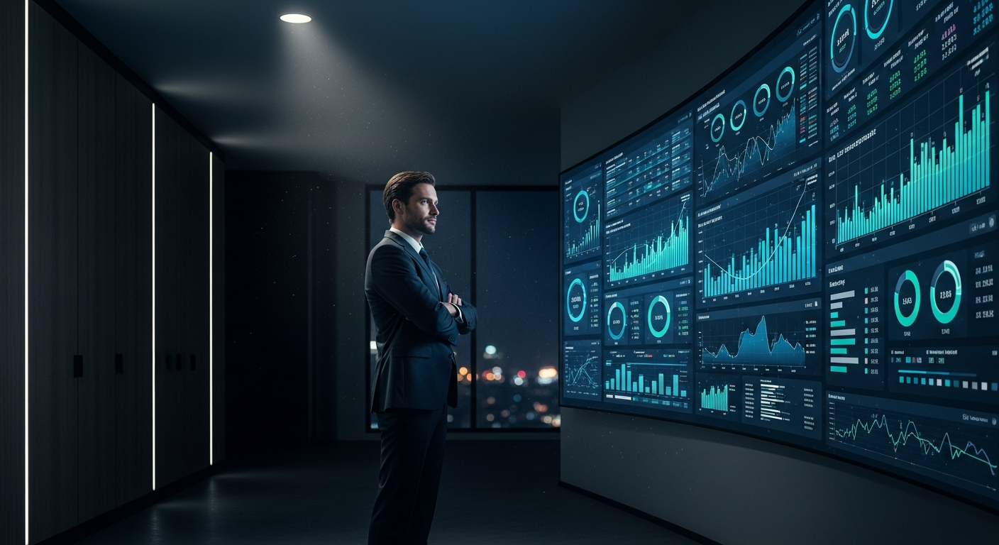 Estrategista revisando indicadores de performance digital com crescimento controlado