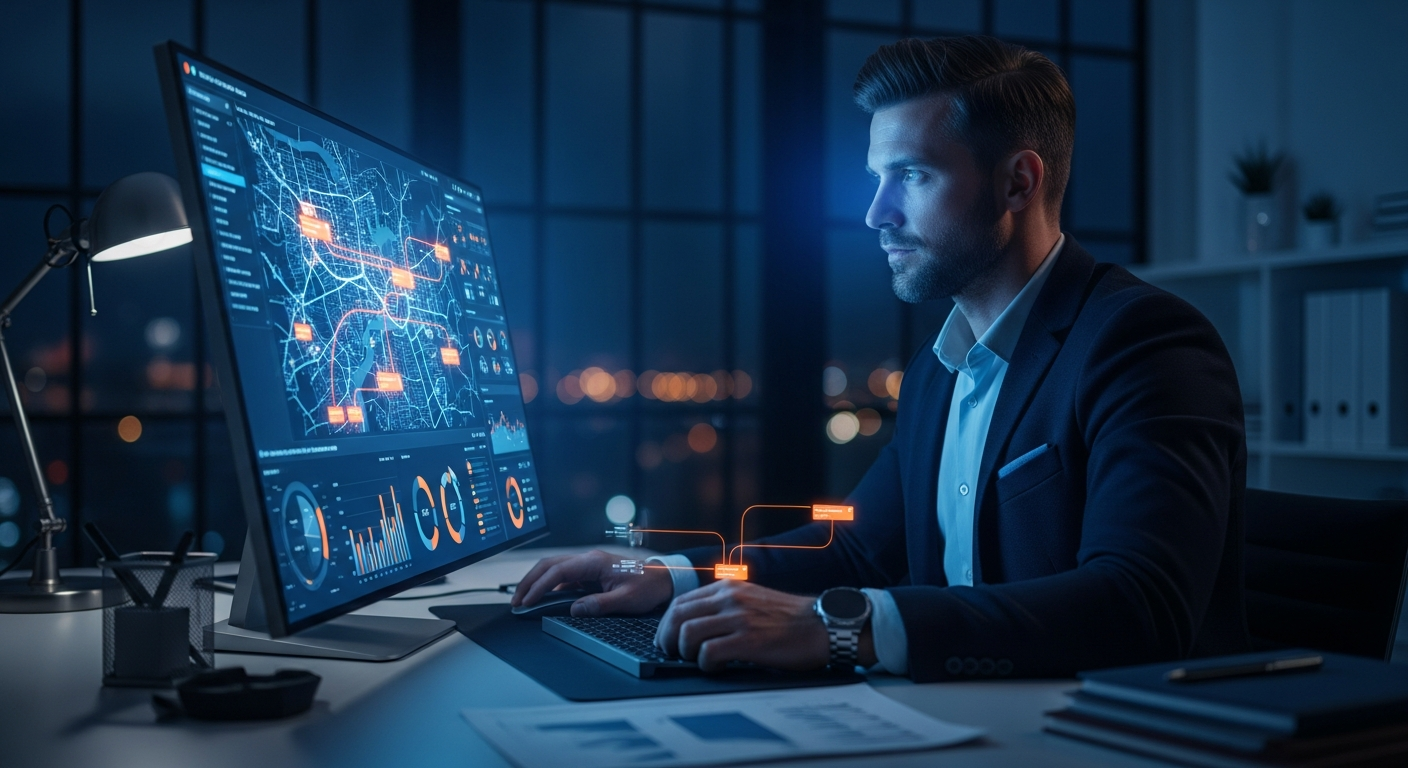 Especialista analisando SEO local e GEO para expansão digital de ativos web