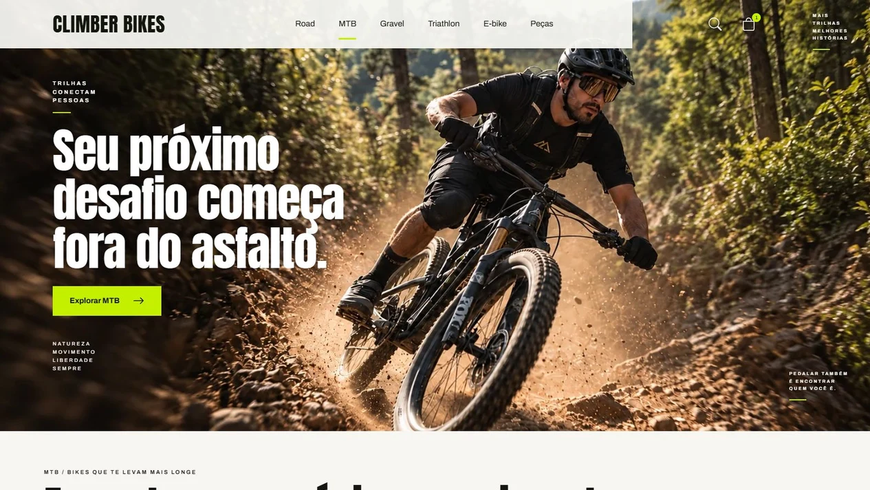 Projeto conceito Veddu de loja Shopify para bicicletas